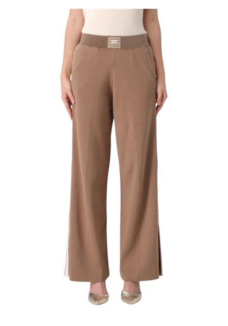 Knitted pants with shiny viscose stripes ELISABETTA FRANCHI | Trousers | KP74S61E2727