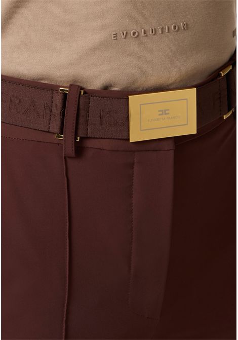 Technical bi-elastic fabric pants with belt ELISABETTA FRANCHI | Trousers | PA17261E2644