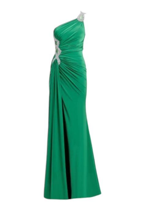 One-shoulder dress with appliqués KUEA | dress | 7414VERDE