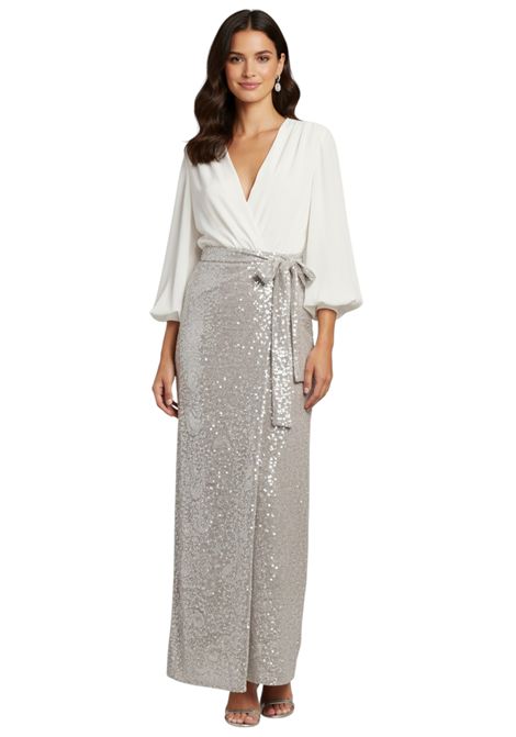 Coordinato body e gonna in paillettes KUEA | Abiti | E0E13BIANCO