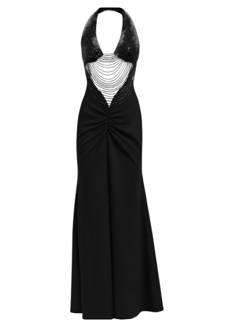 Abito  con arriccio e applicazioni KUEA | Abiti | YS428305NERO