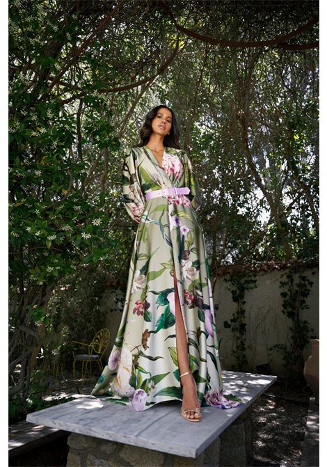 PATTERNED DRESS WITH BELT MISCHALIS | dress | M4 88231