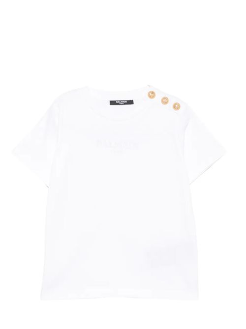 T-shirt con bottoni goffrati Balmain | BZ8I81Z3672100OR