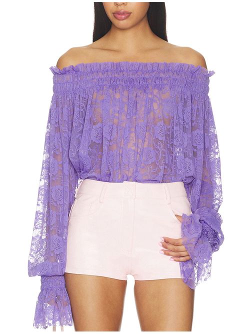 Top in pizzo Norma Kamali | ST2266FBU29889LAVENDER