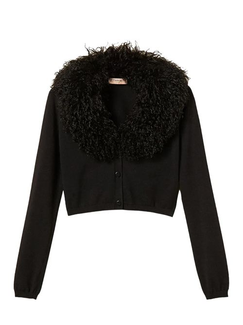 Cardigan con colletto in pelliccia sintetica TWINSET | 262TT326000006