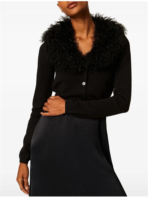 Cardigan con colletto in pelliccia sintetica TWINSET | 262TT326000006