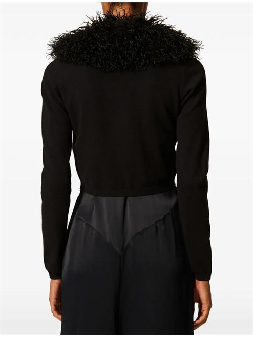 Cardigan con colletto in pelliccia sintetica TWINSET | 262TT326000006