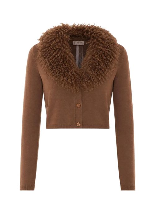 Cardigan con colletto in pelliccia sintetica TWINSET | 262TT326013127