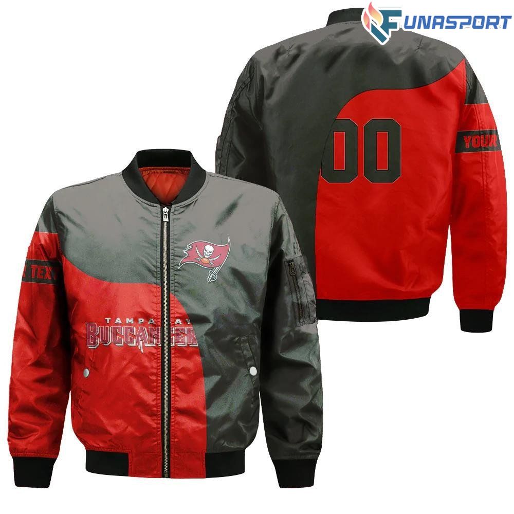 Tampa Bay Buccaneers Bomber Jacket 3D Printed Curve Style Custom Text And Number