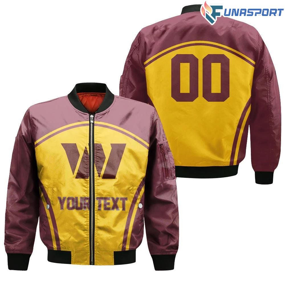 Washington Commanders Bomber Jacket 3D Printed Custom Text And Number Curve Style Sport