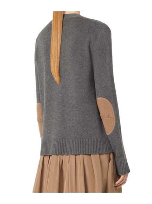 Cardigan maschile con toppe in maglia color cammello sui gomiti, colore grigio S MAX MARA | 9346025106007