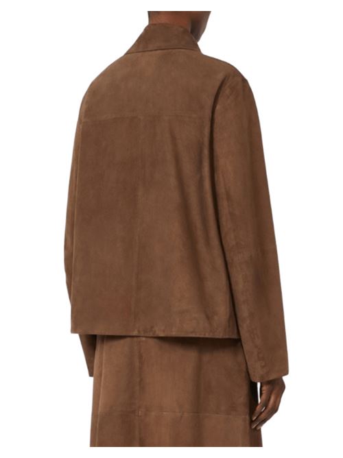 Overshirt da donna in pelle scamosciata, colore marrone scuro S MAX MARA | 9446025106001