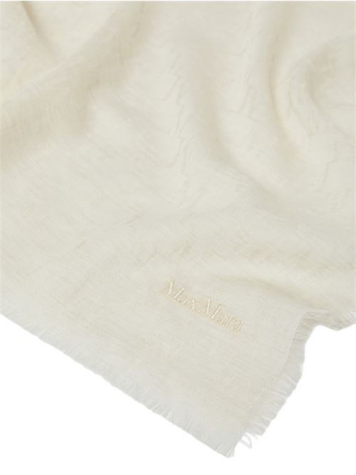 Stola rettangolare in pura lana con logo all-over, colore bianco avorio MAX MARA | 4546055106001