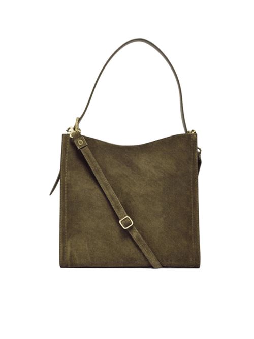 Borsa in suede a spalla/ tracolla regolabile, chiusura con bottone magnetico., colore bosco ORCIANI | B02207SENALLBOS