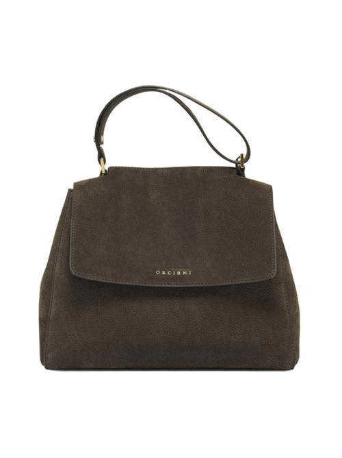 Borsa da donna da portare a mano, a spalla oppure a tracolla in morbida pelle nubuk martellata, color testa di moro ORCIANI | BT2006RT.MORO
