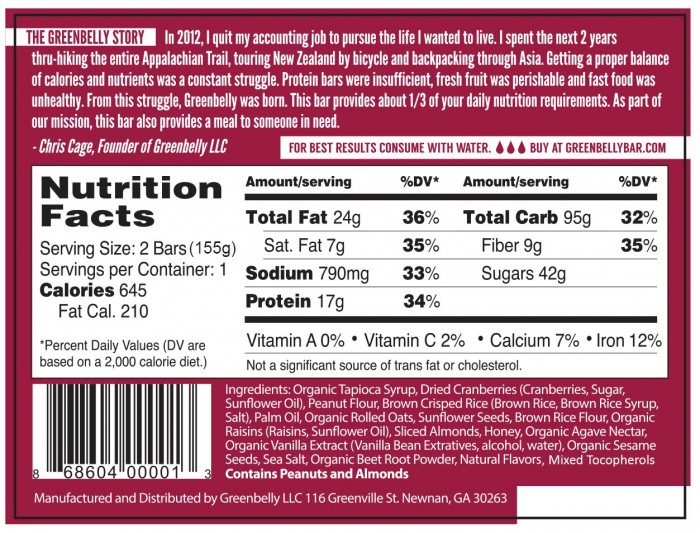 Label Cranberry Almond Back