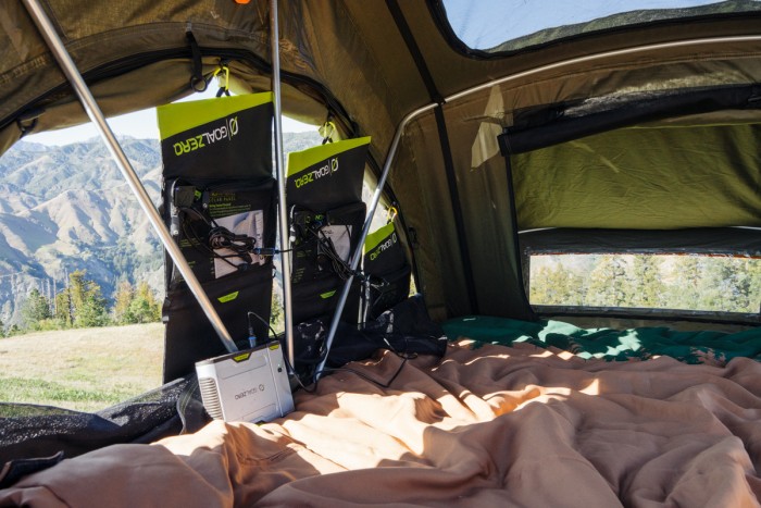 chargers inside tent