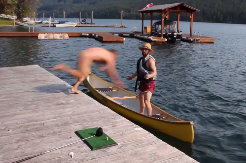 Naked Guy Tackles Drunk Canadian Out Of Canoe