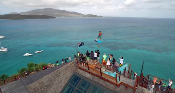 Kiteboard Launch Atop Richard Branson’s Island
