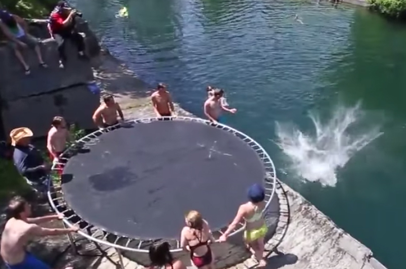 When Cliff Jumping And Trampolines Combine