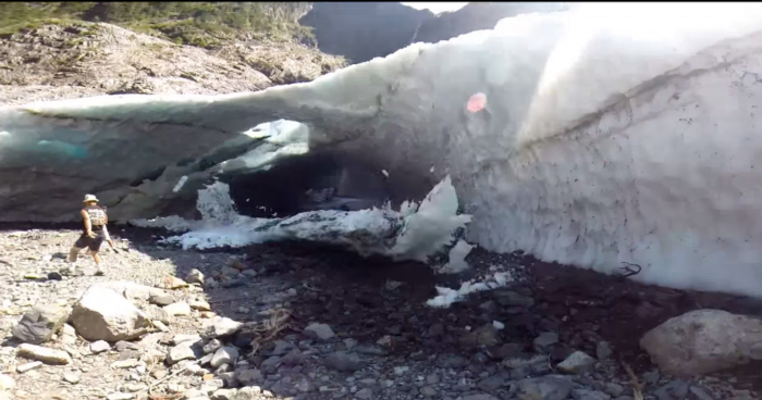 Stunning Video Of Ice Cave Collapse Sunday
