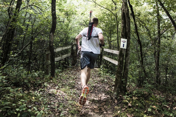Competitor at the Red Bull Archer's Paradox, held in Hastings, Minnesota on August 22. 2015.
