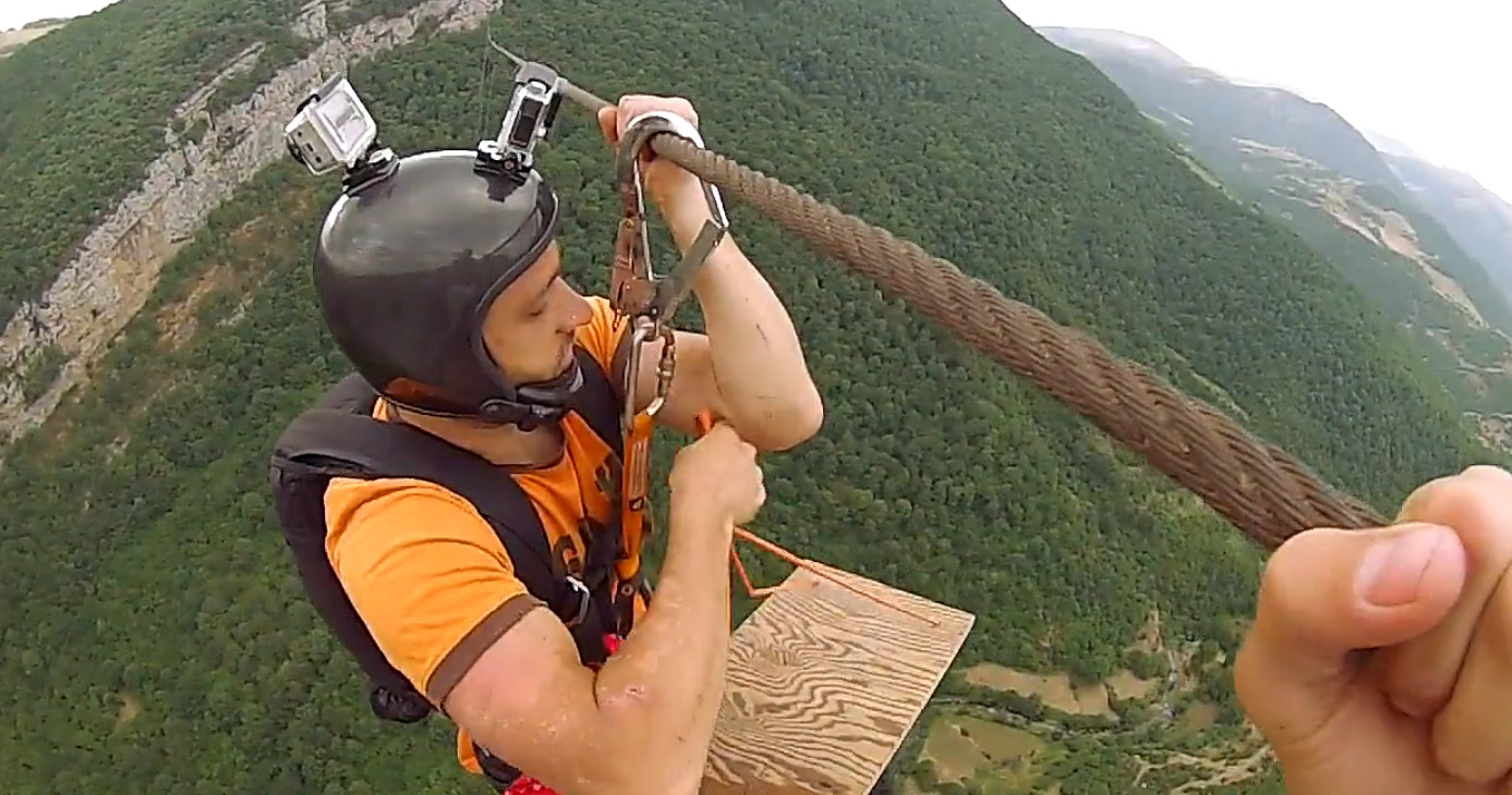 Sketchiest Zipline To Base Jump Video Yet Gearjunkie