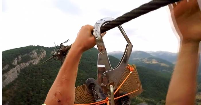 Sketchiest Zipline to BASE Jump Video Yet