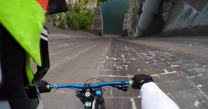 Yee-Haw! Biking Down A River Dam
