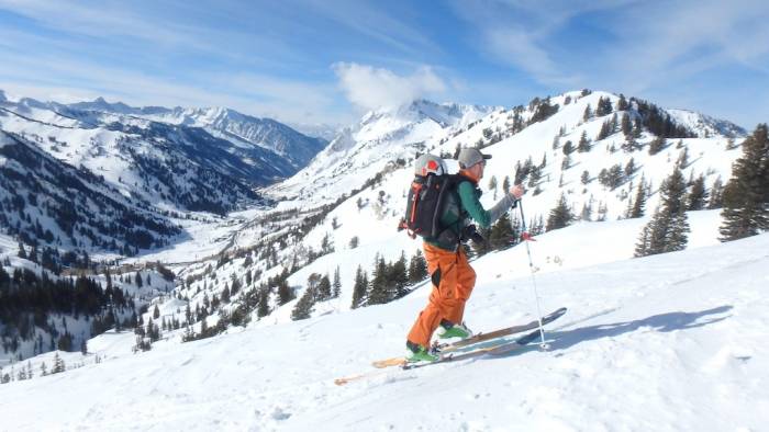 A skier tours the Wasatch backcountry in 2015; photo by Sean McCoy