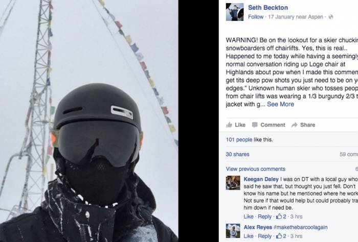 Skier Allegedly Pushes Snowboarder Off Chairlift