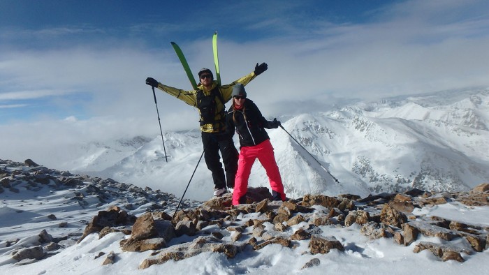 On the summit of Mount Elbert, the highest point in Colorado