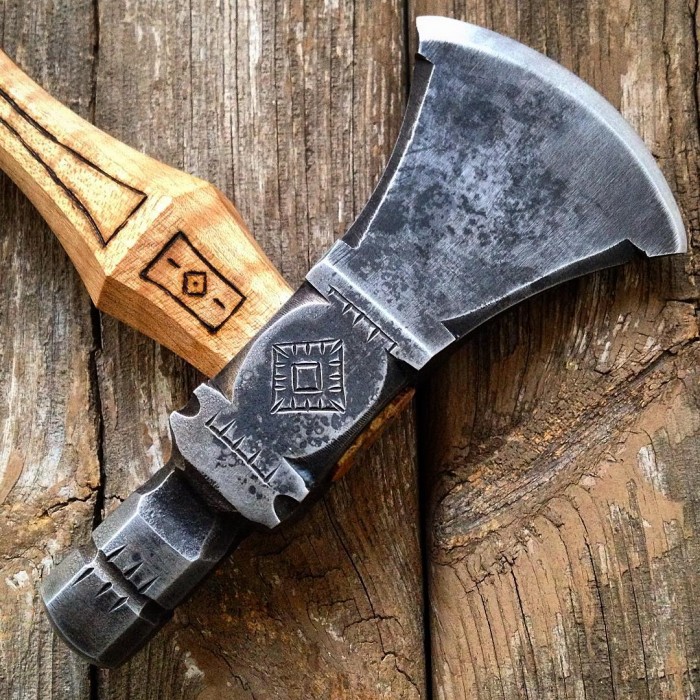 A decorated tomahawk