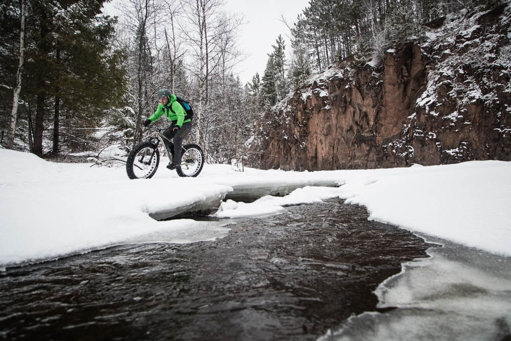 Casey Krueger riding an Advocate Cycles Watchman in Duluth, MN