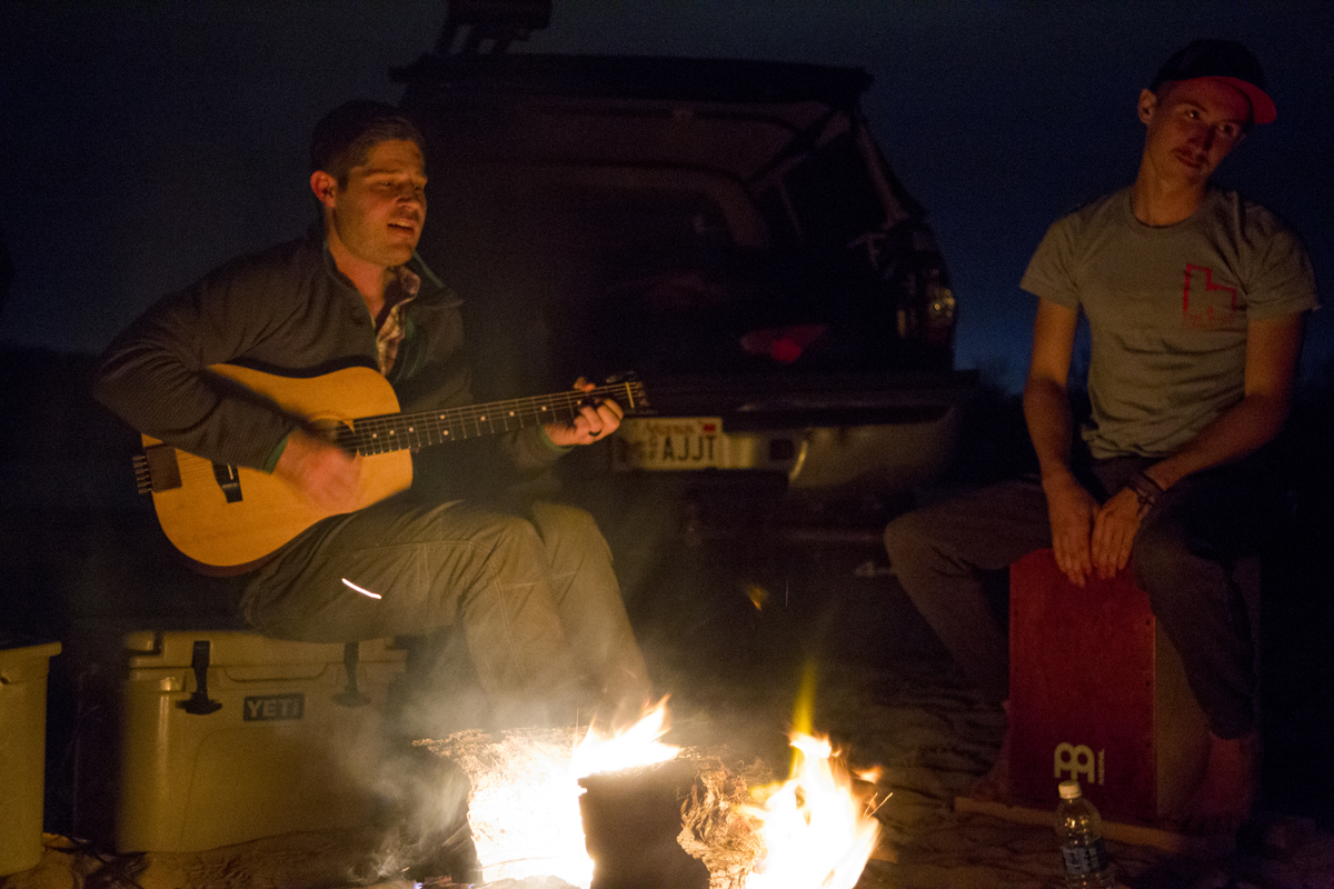 guitar at campfire
