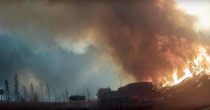 Fiery Escape: Dash Cam Shows Raging Canadian Wildfire