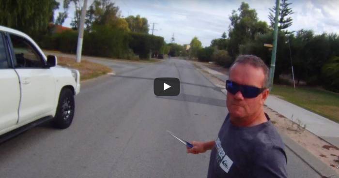 Extreme Road Rage: Man Brandishes Knife At Cyclist
