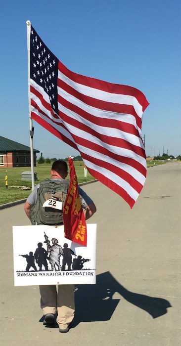 romans hiking american flag