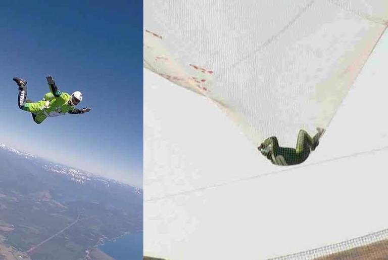 No Parachute (just a net) In Skydive Stunt GearJunkie