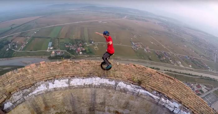 A Really Scary Spot For A Unicycle Ride