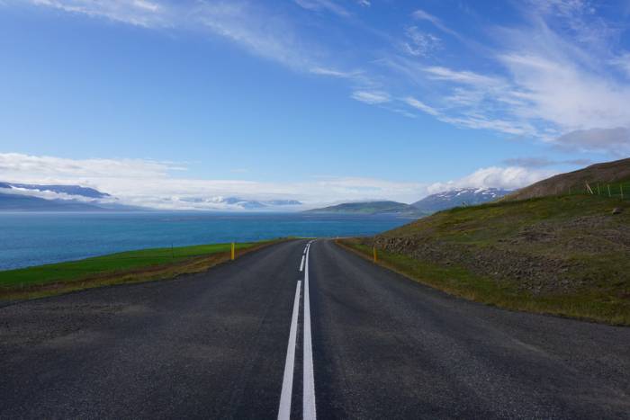 scenic road and view in iceland