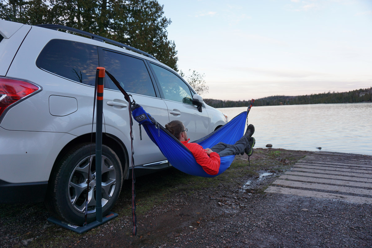 No Trees, No Problem ENO Roadie Hammock Stand Review GearJunkie