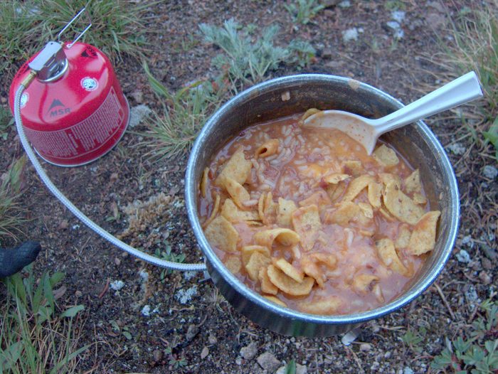 beans rice fritos cheese hike food