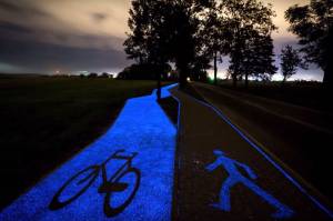 Solar-Charged Bike Path Glows In The Dark