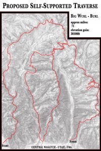 Map of Wasatch mountain traverse