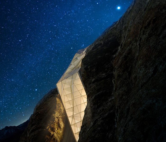 Hotel built into mountain