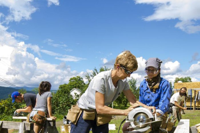 yestermorrow student sawing