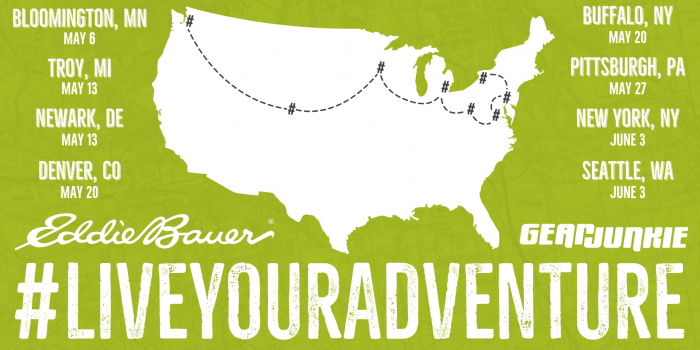 Eddie Bauer Live Your Local Adventure 2017 tour map