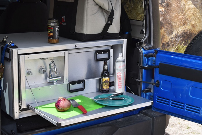 trail kitchens compact wrangler tabletop in car