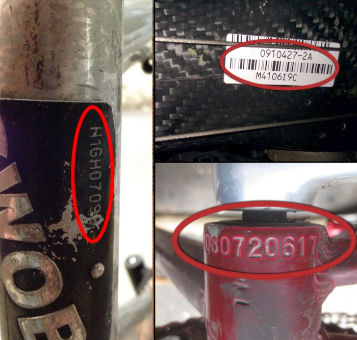 bicycle serial number locaitons